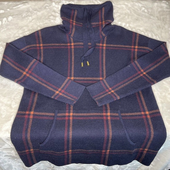 Max Studio Women's Navy Blue Plaid Long Sleeve Turtle Neck Knit Sweater Size S - Picture 3 of 9